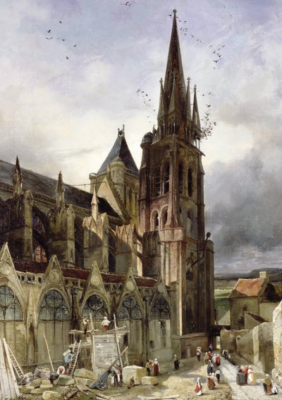 Herstel van de abdijkerk van St. Denis in 1833 door Adrien Dauzats